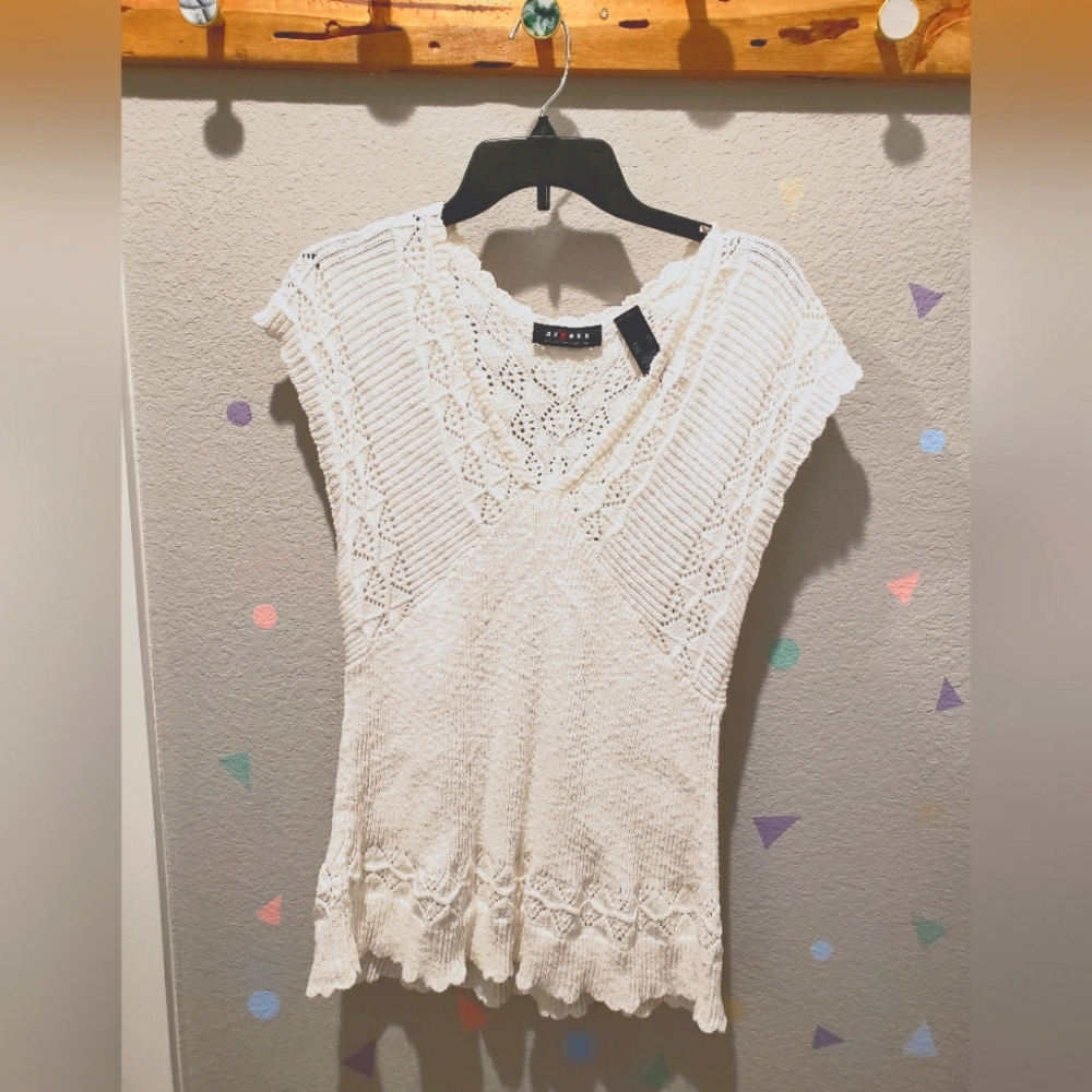 White Axcess Cap Sleeve Sweater